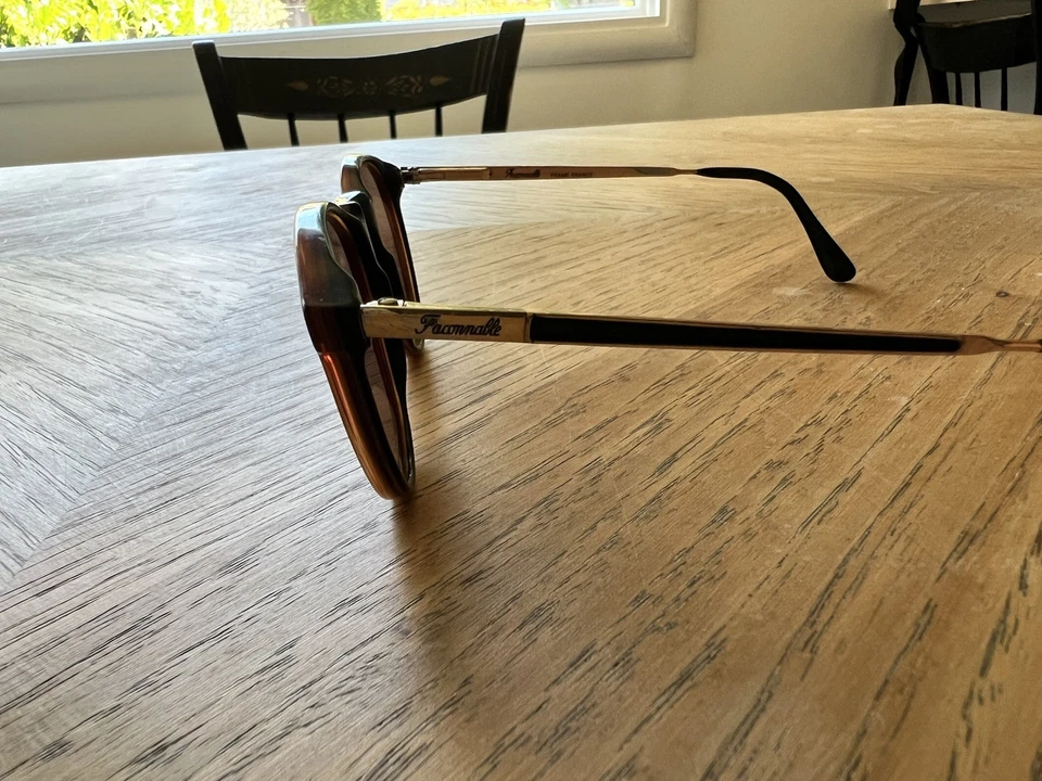 Óculos de sol vintage Faconnable tartaruga verde/marrom - Imagem 3 de 4