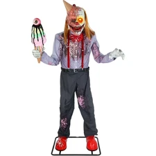 Haunted Hill Farm 6.9 ft. Motion-Activated I Scream Clown Halloween Animatronic