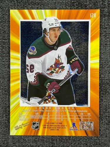 Logan Cooley 2023-24 NHL E-X EX 2000 Hockey Azul Credenciales Novato/299 #120 RC - Imagen 2 de 3