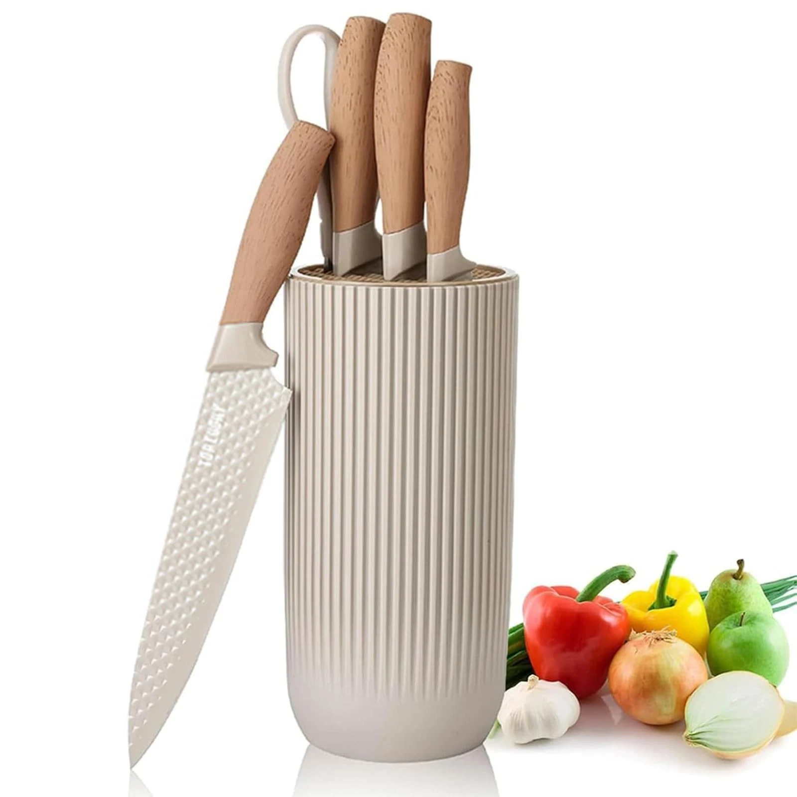 Kitchen Set, 6-Pieces Khaki Sharp Block Sets for Kitchen, Non-stick Non-slip ...