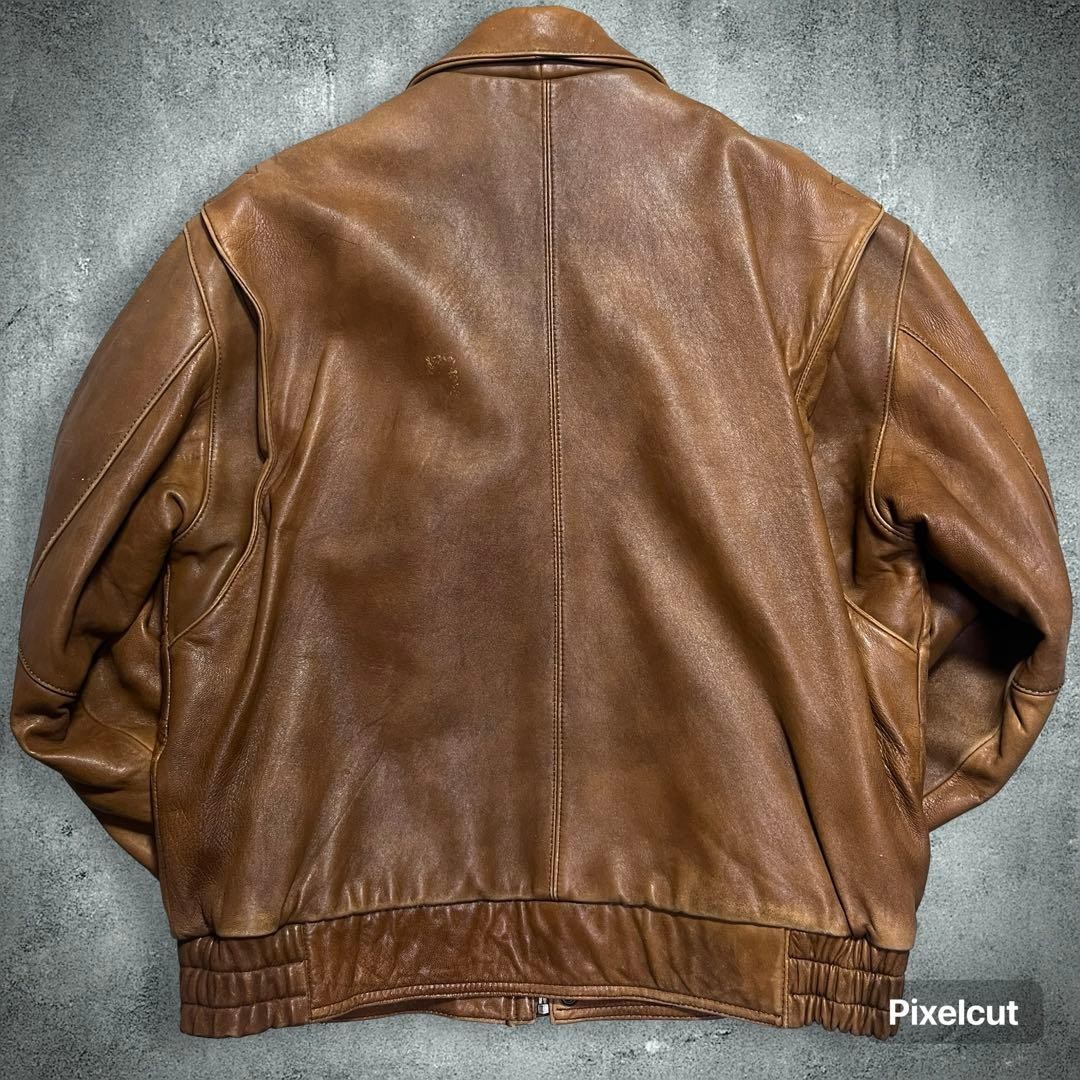 A2 Map Pattern Flight Jacket L Sheep Leather Agin… - image 6