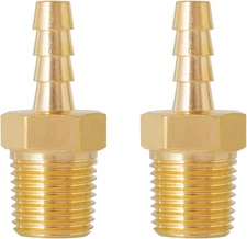 SUNGATOR 1/8'' NPT Brass Hose Barb Fittings, 1/8'' NPT Male Thread to 3/8'' Barb