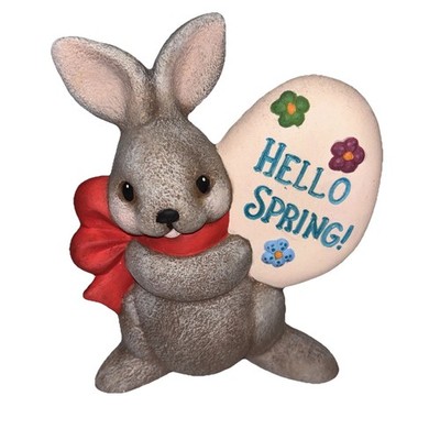 Vtg Retro Bunny Rabbit/Egg  hello Spring  Ceramic Figurine MCM Easter Holiday 5 