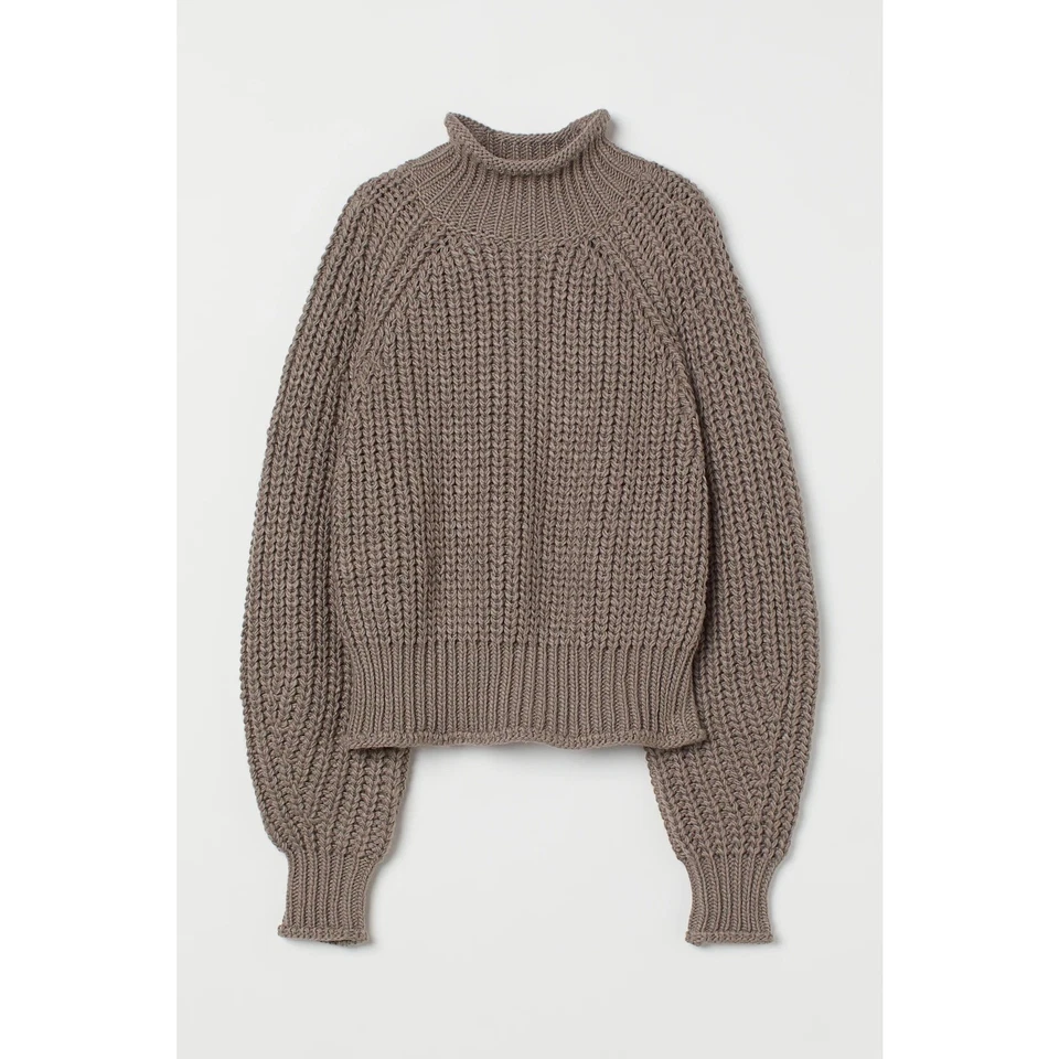 Suéter H&M Boxy Taupe Grueso Tejido Extra Pequeño