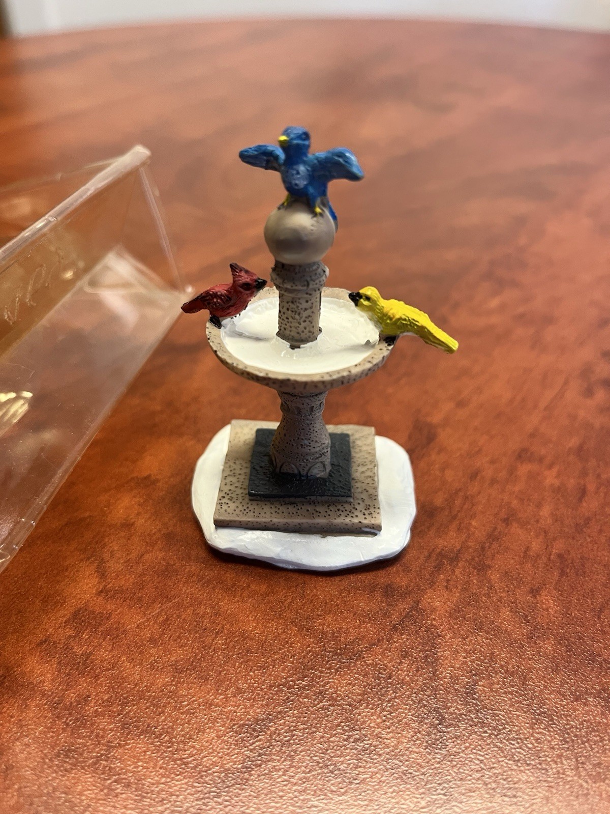 Lemax Village Collection 2006 Bird Bath with Cardinal Bluebird Yellow Bird Figurines