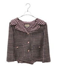 GUCCI Houndstooth Wool Jacket/ Pink/ Size: 40