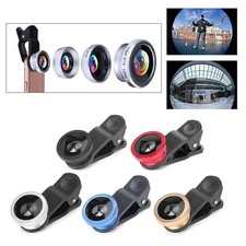 3 In 1 Fish Eye Wide Angle Macro Camera Clip-on Lens fit Universal Mobile Phone