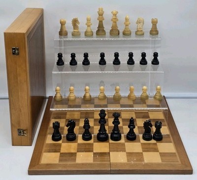Wunderschönes Schachspiel Horn Büffel & Zebu 85mm Schachbrett Chess Set Selten 