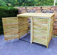 Image of Double Wheelie Bin Store - FSC® Certified Wood, Free Handles for Lids and Doors