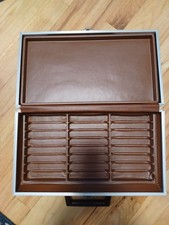 Vintage Cassette Tape Carrying Case Holds 24 Cassette Tapes Brown Faux Leather