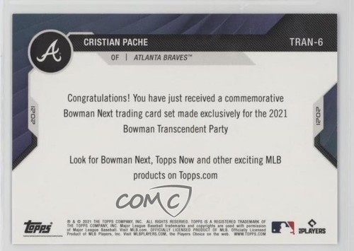 2021 Bowman Transcendent Collection VIP Party Next /100 Cristian Pache Rookie RC - Picture 2 of 4
