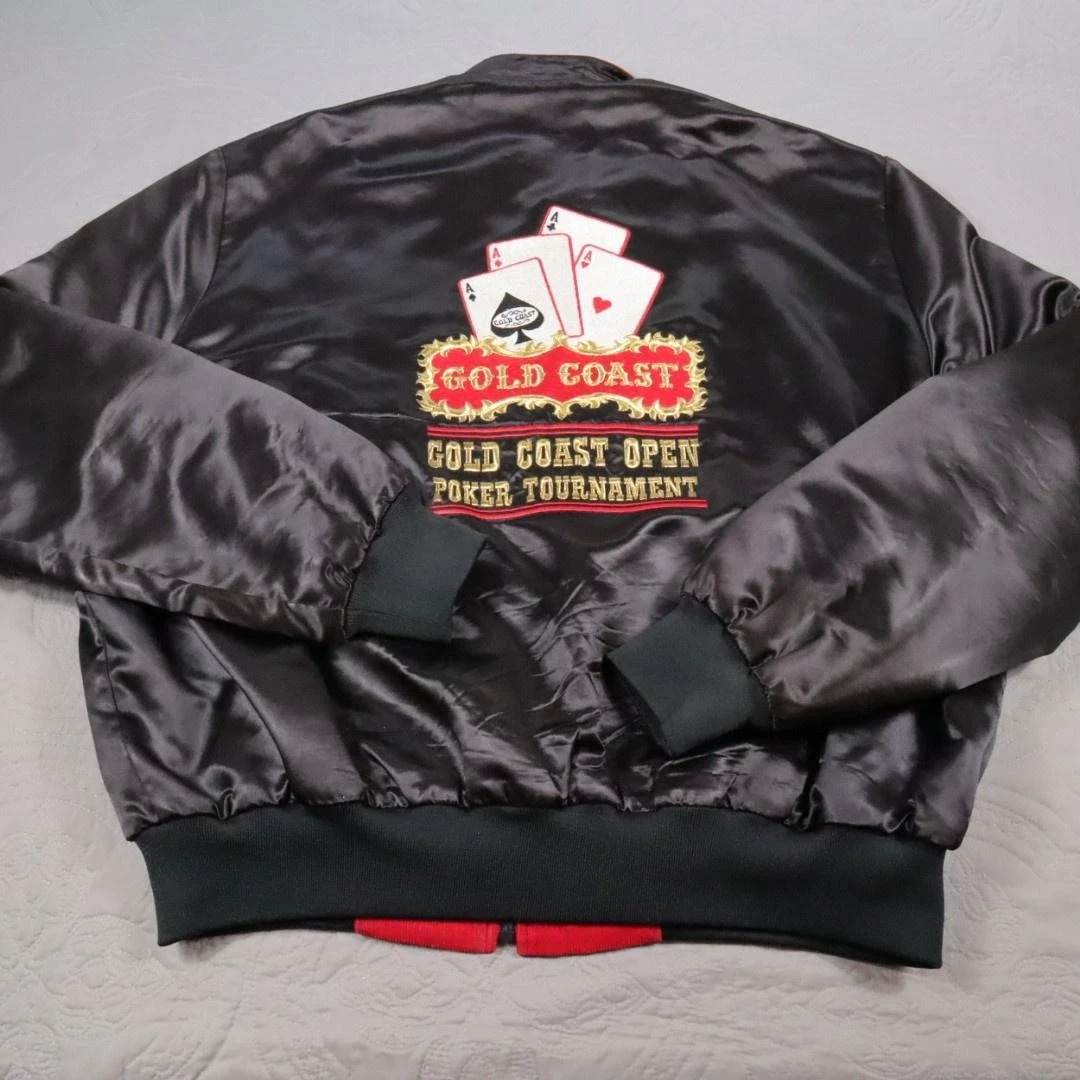 VTG Gold Coast Poker Tournament Las Vegas Jacket Factory Bomber Jacket Mens 2XL - product detail image 1