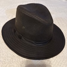 Brim Hat Fedora Dark Brown Size ML Med/Large Cotton/Poly Leather 57-60 cm.