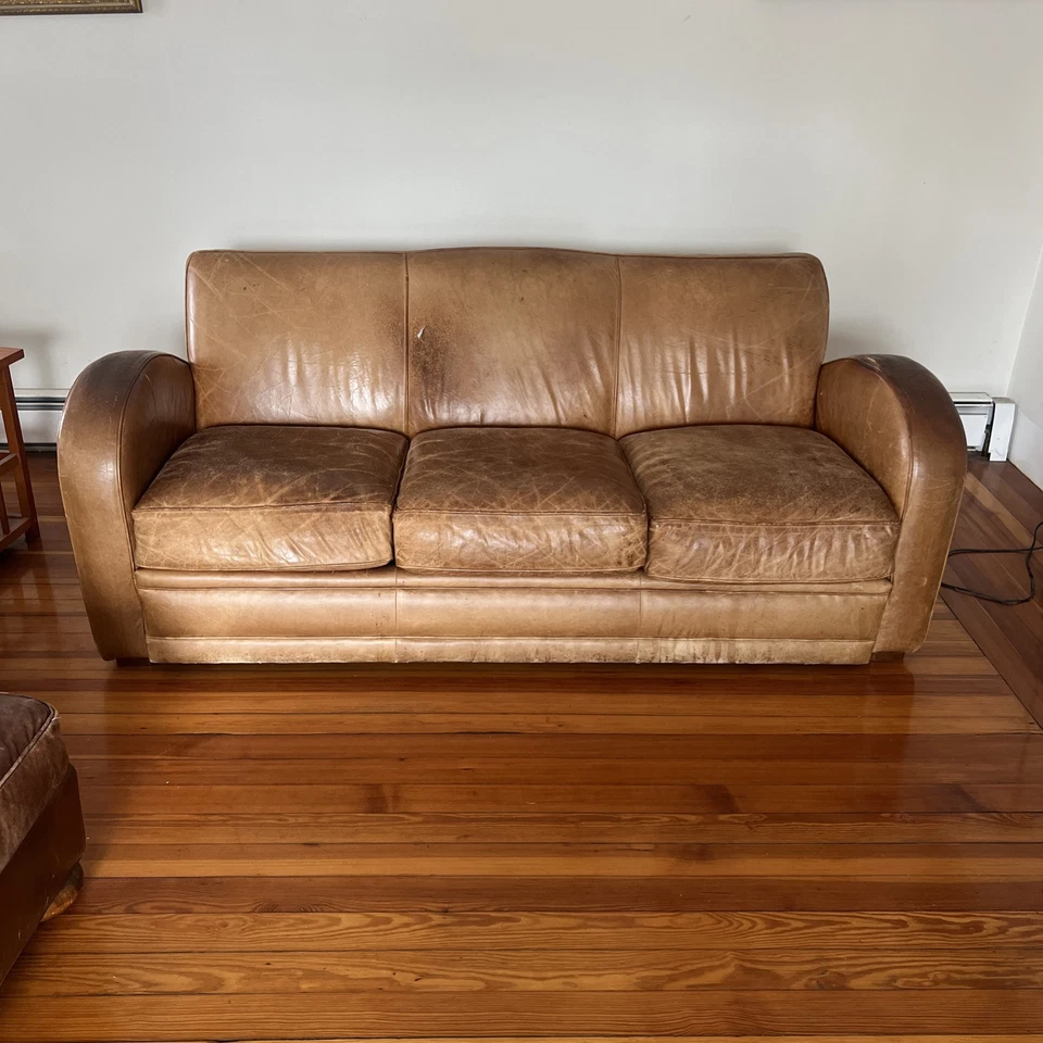 1940s Havana Art Deco Style Leather Sofa - Image 4 of 4