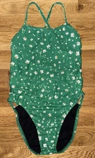 Jolyn Gavin 2 Swimsuit Women's Green Floral Retired Competition One-Piece SWIM