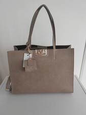 Dune London Women's Large Leather Tote Bag Beige