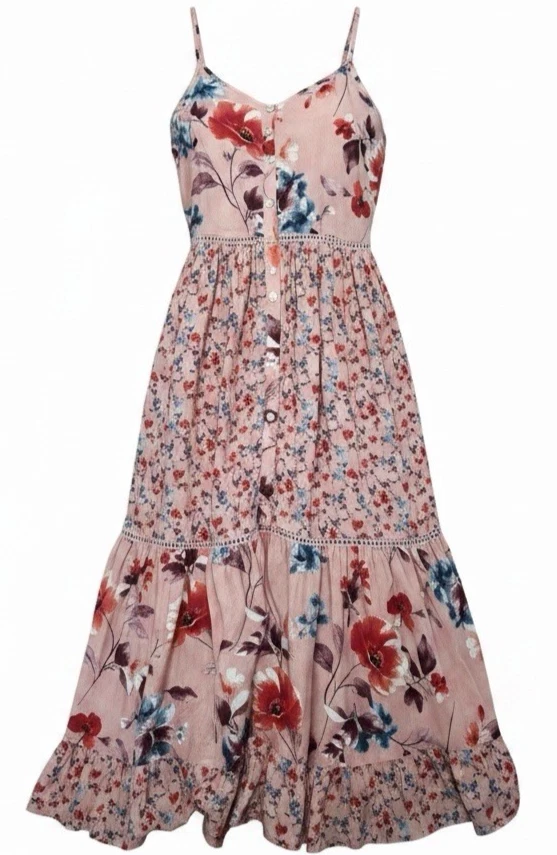 band of gypsies pink floral dress Band of Gypsies Women's Dress Floral Long Sleeve Medium