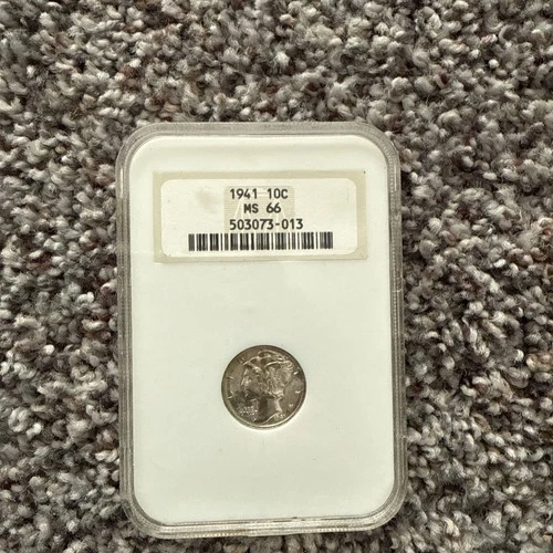 1941 Mercury Silver Dime NGS MS 66 Rainbow Colors