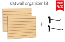 Maple Slatwall Panels Organizer Kit (2) 24" x 48" Panels+ 30 Hooks 4" & 6"-15 ea