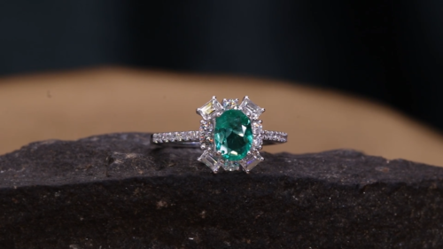 1.58 TCW Sambianischer Smaragd Kunstdiamanten Grown Cvd Diamantring 14k Weißgold - Video 1 von 1