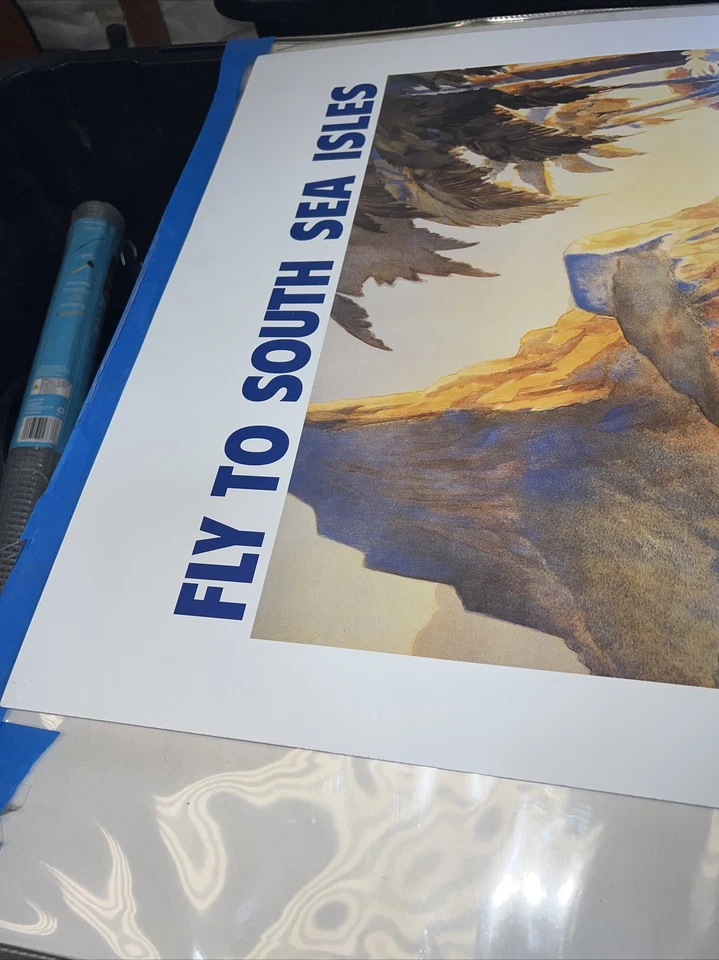 Cartel promocional de viaje Fly to South Sea Isles 1999 vía Pan American Airlines 24x36 Foto 3 de 4