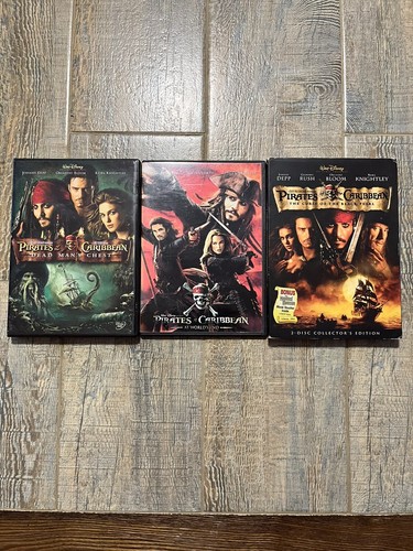 Pirates Of the Caribbean DVD Set Black Pearl Deadman’s Chest World End Lot Of 3
