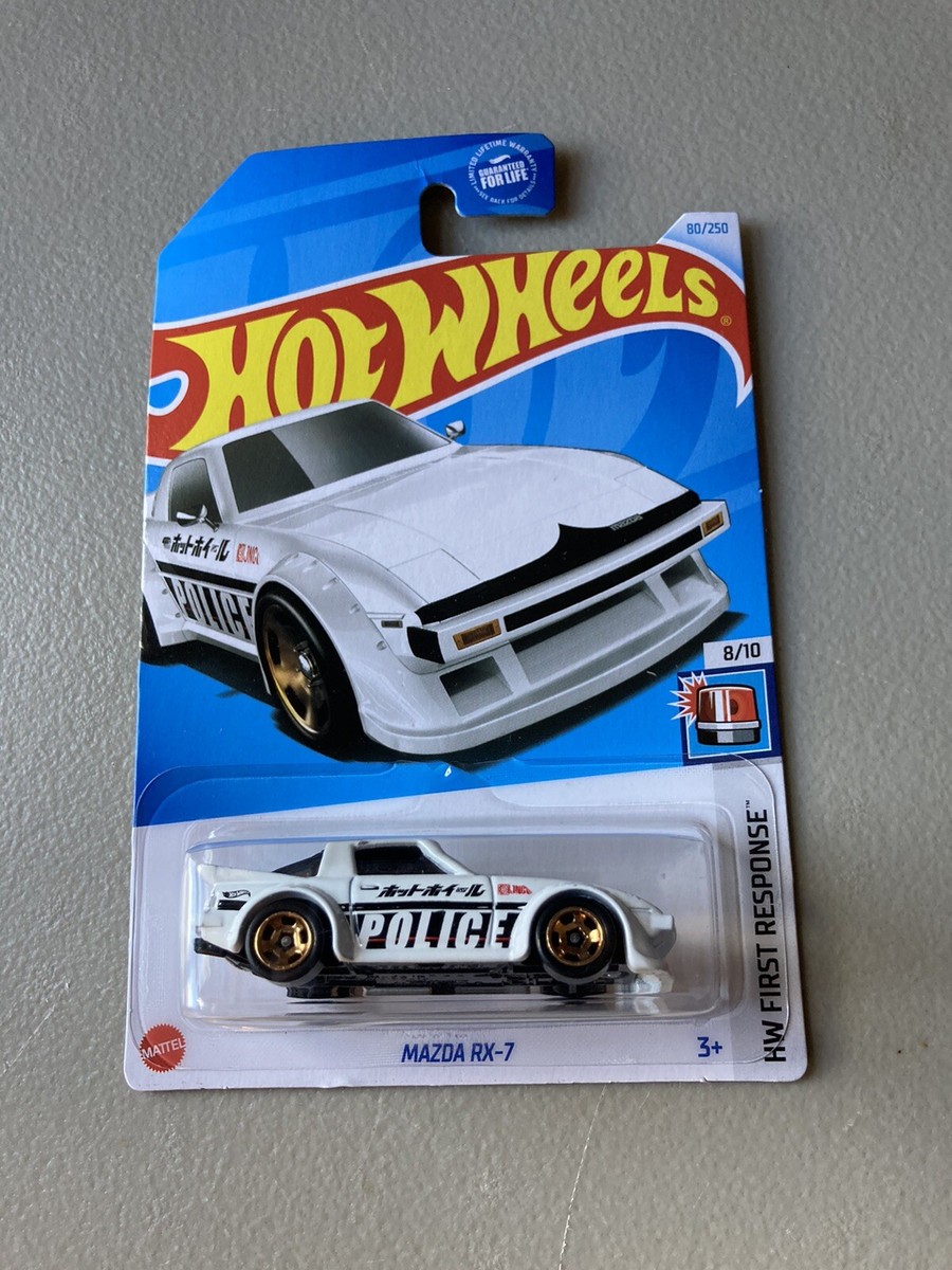 匿名配送 Mazda RX-7 POLICE HW FIRST RESPONSE Hot Wheels Mazda RX-7 HW First Response Police 8/10 White
