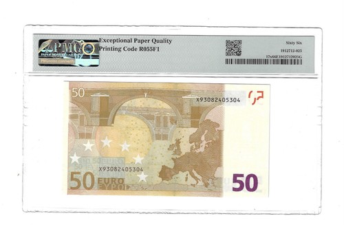66 EPQ PMG 50 Euro 2002 Germany EU Banknote Sign. M. Draghi Prefix "X" # ZZZ17x - Picture 4 of 4