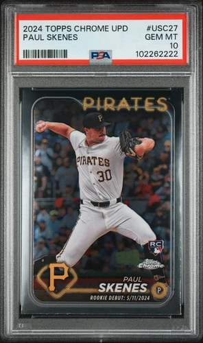 Graded 2024 Topps Chrome Update Paul Skenes #USC27 Rookie Baseball Card PSA 10
