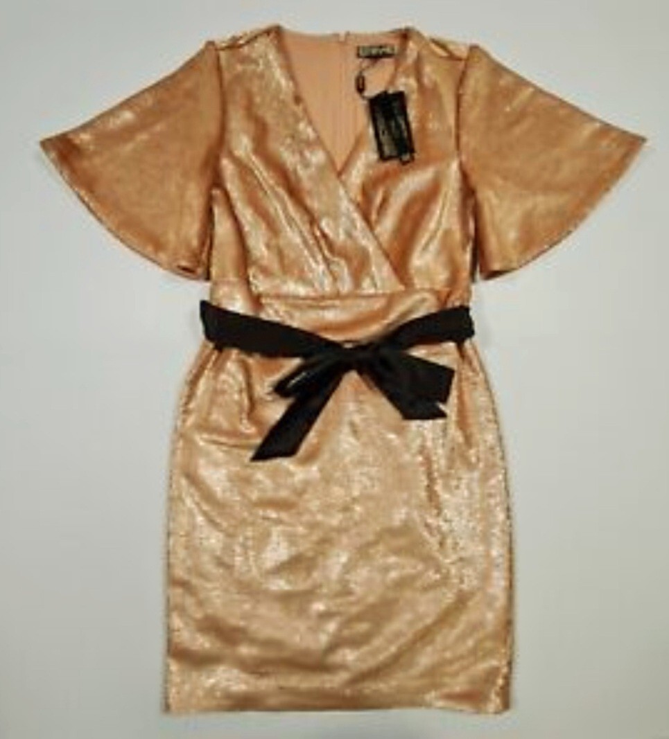 BNWT RRP £130 Biba Dress Size 14 Rose Gold Sequin Wedding Christmas