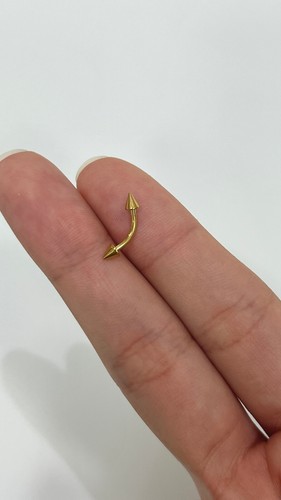 16g Spike Curved Barbell Anodized Titanium Eyebrow Ring Body Piercing Jewelry - Picture 4 of 11