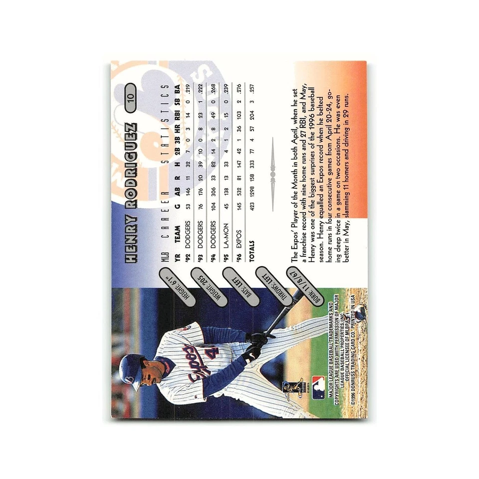 Henry Rodriguez 1997 Donruss #10 Montreal Expos Baseball Card NM - Image 2 of 3