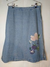 Christopher Banks Womens 4 Jean Skirt Denim Embroidered Cottagecore Soft Girl