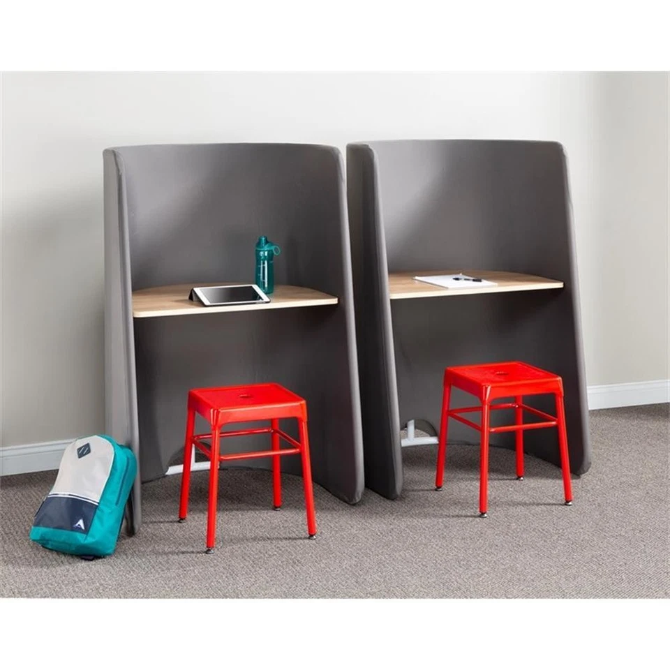 Safco Steel Backless Guest Stool in Glossy Black - 15.25"W x 18"H - Image 3 of 4