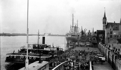 Hafen Antwerpen Schiffe Schiffe - altes Negativ Foto Bj. 1920