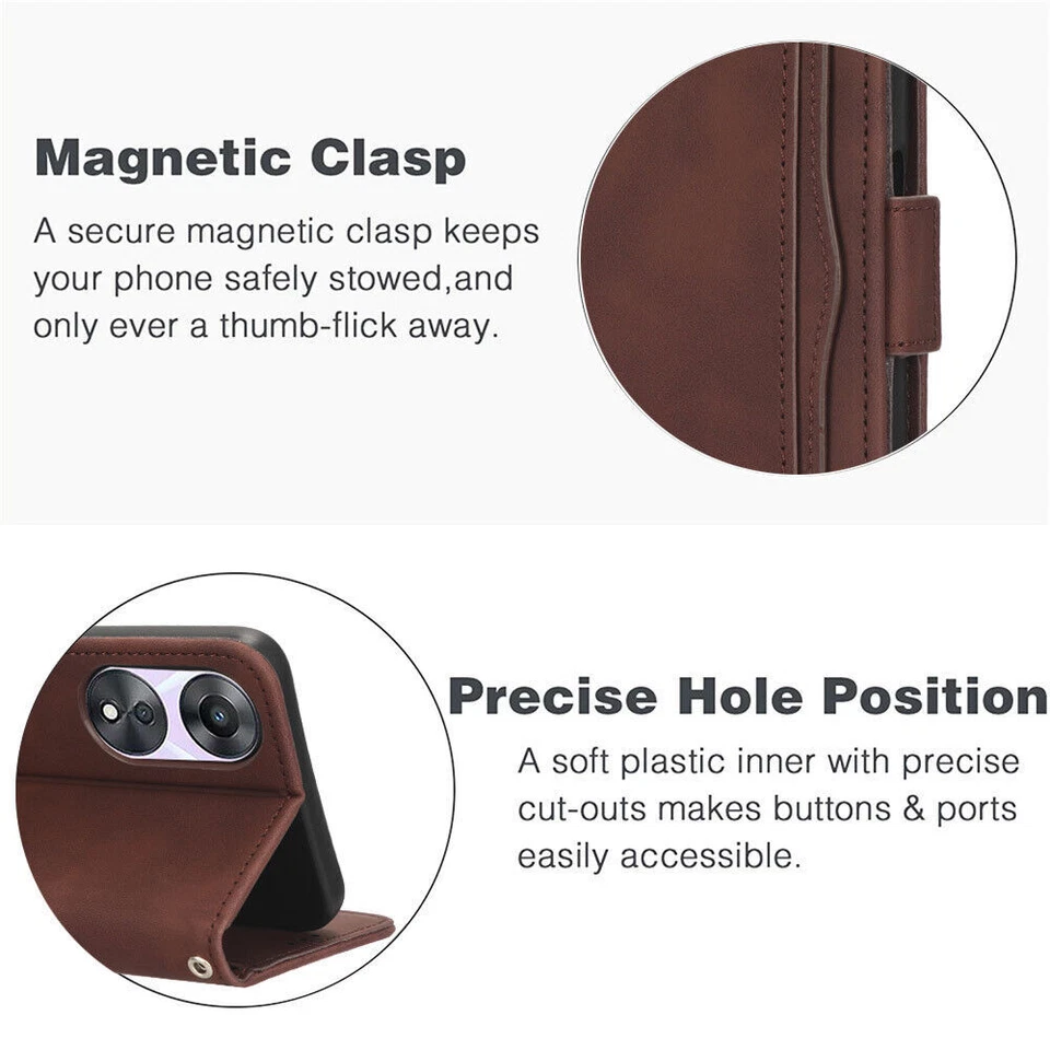 Leather Card Wallet Phone Case For ASUS LG HTC SONY Vodafone Alcatel Zenfone - Image 3 of 4