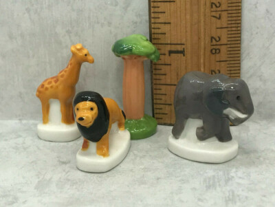 Safari African Animals Elephant Lion Giraffe Boabab French Feves Miniatures