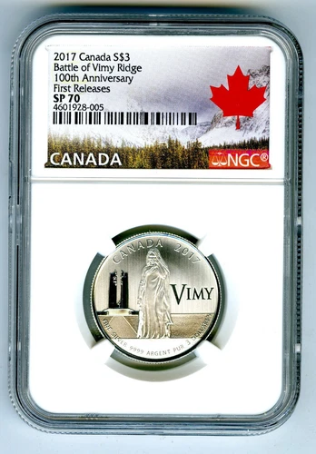 2017 $3 CANADA SILVER NGC SP70 100TH ANNIV BATTLE OF VIMY RIDGE FIRST RELEASES
