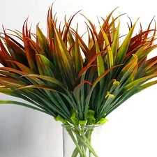 12Pcs Artificial Plants Fake Grass Outdoor Plastic UV Resistant Greenery Plants