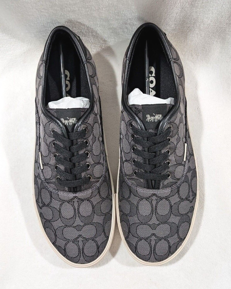 Coach Skate Black Signature Jacquard Leather Men's Sneakers (CC822