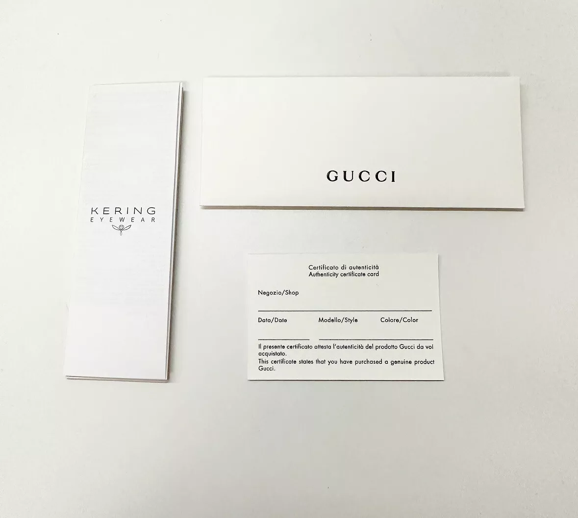 Does gucci have authenticity cards sale