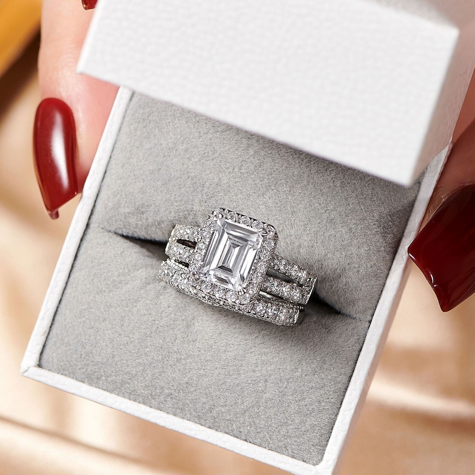 Wuziwen Engagement Wedding Ring Set 1.6CT AAAAA CZ