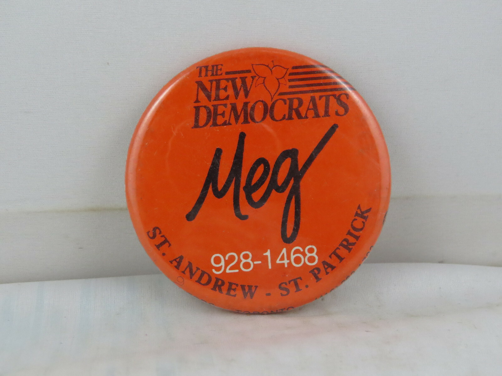 Canadian Political Pin - Meg Griffiths Ndp Ontario - Celluloid Pin