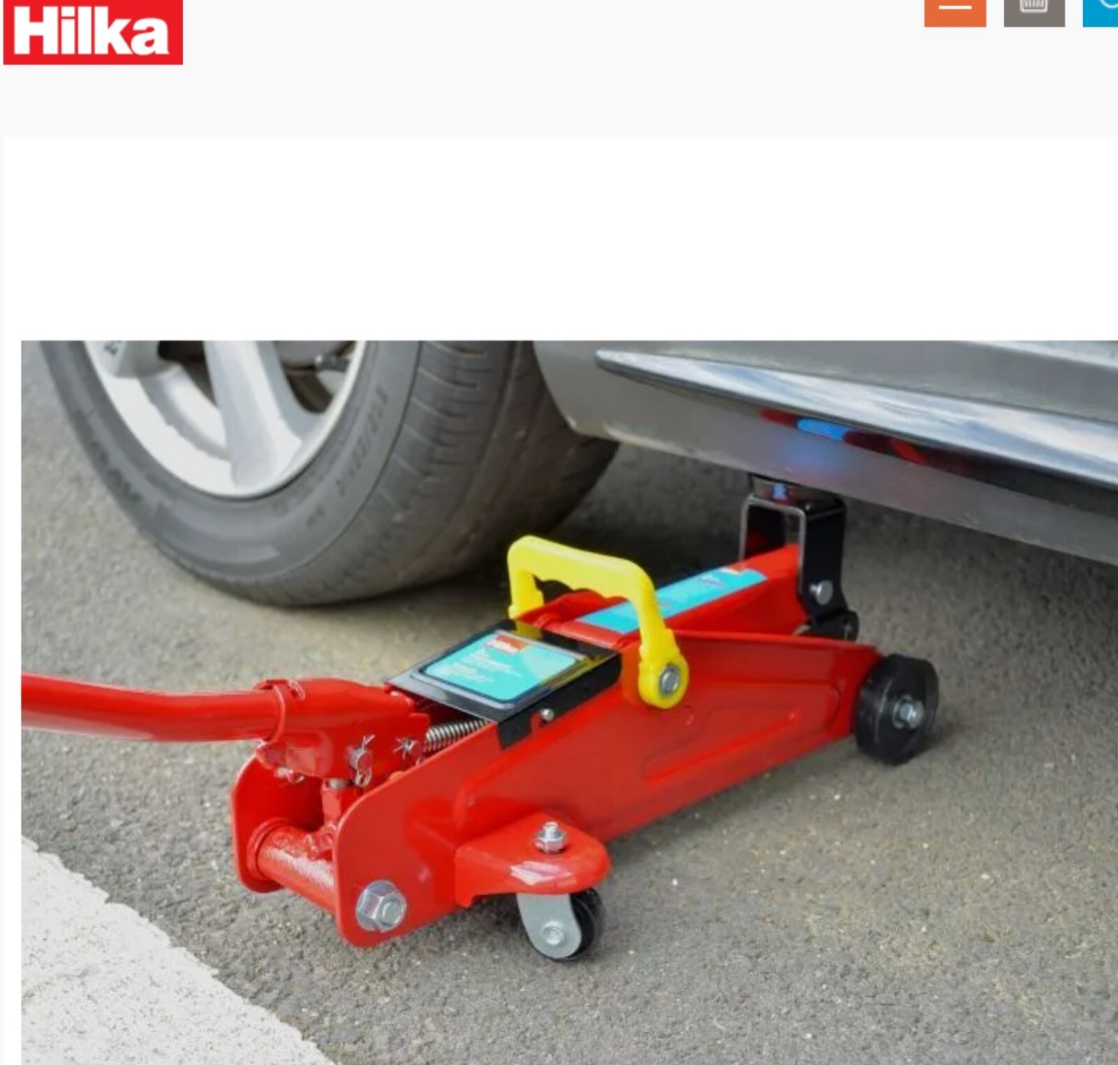 Hilka 2 Tonne Trolley Jack Kit 2 x Axle Stands + 2 x Wheel Chocks Car
