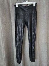 SPANX Faux Leather Ankle Leggings Women's Size L Very Black 50184R
