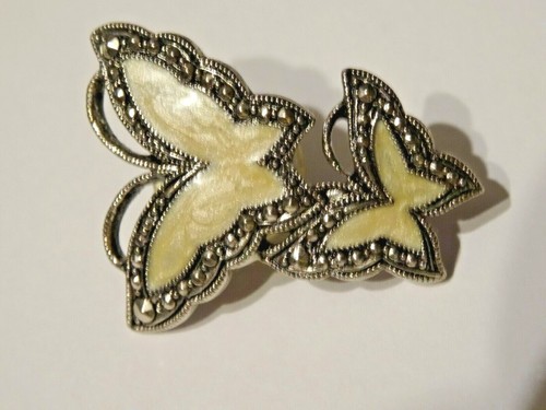 MOTHER OF PEARL STUD EARRINGS INLAID IN SILVER TONE ~ VERY NICE! - Picture 3 of 4