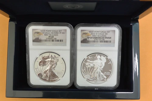 2013-W West Point Silver Eagle 2 Coin Box Set NGC PF69/SP69 Reverse/Enhanced FR