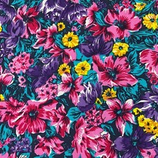Vintage colorful garden floral cotton fabric 78  L x 42.5  W