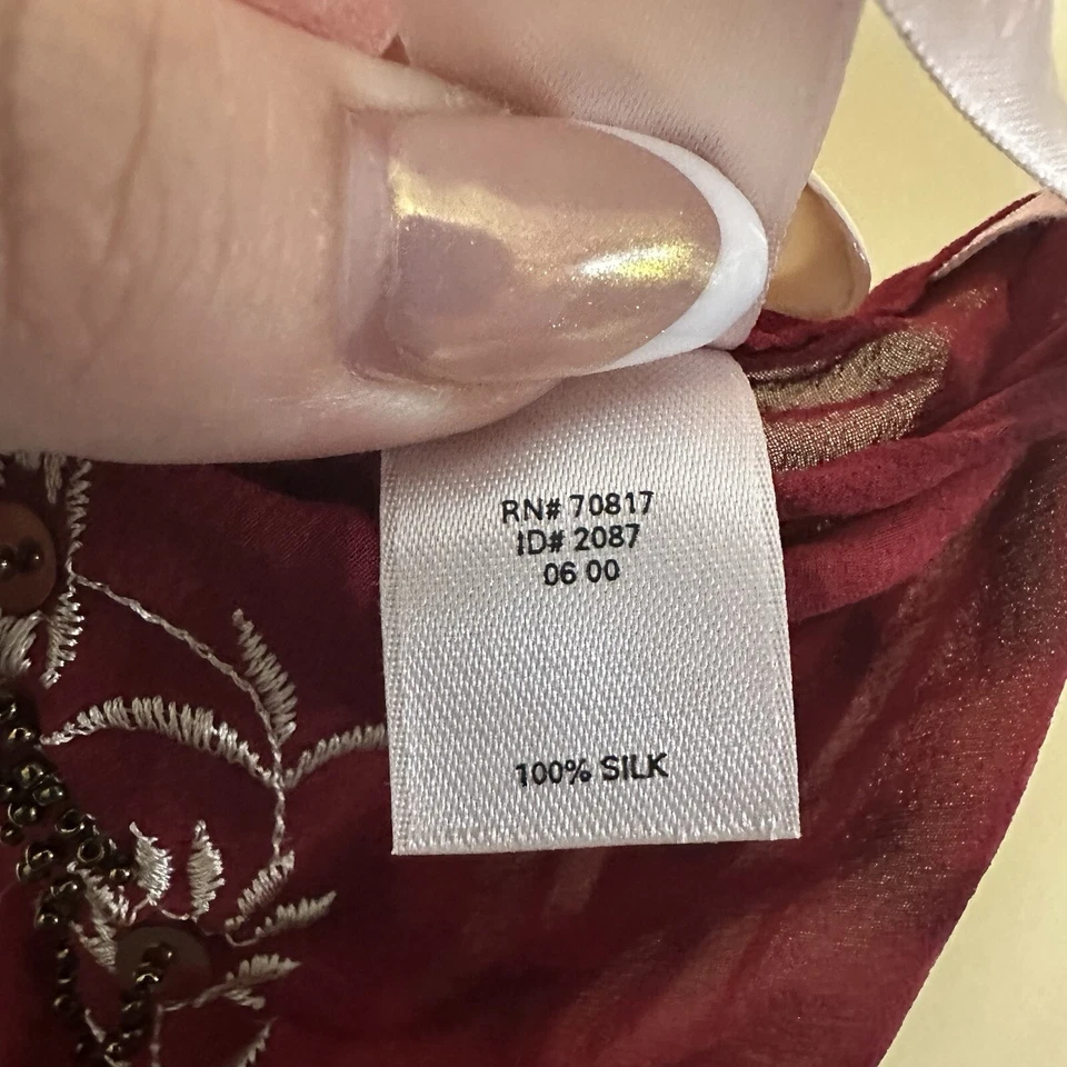 Maxi Vestido Victoria’s Secret Para Mujer Mediano Seda Rojo Leopardo Floral Cuentas Foto 4 de 4