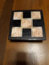 Vintage marble granite slate cheeseboard trivet with stand 21 piece construction